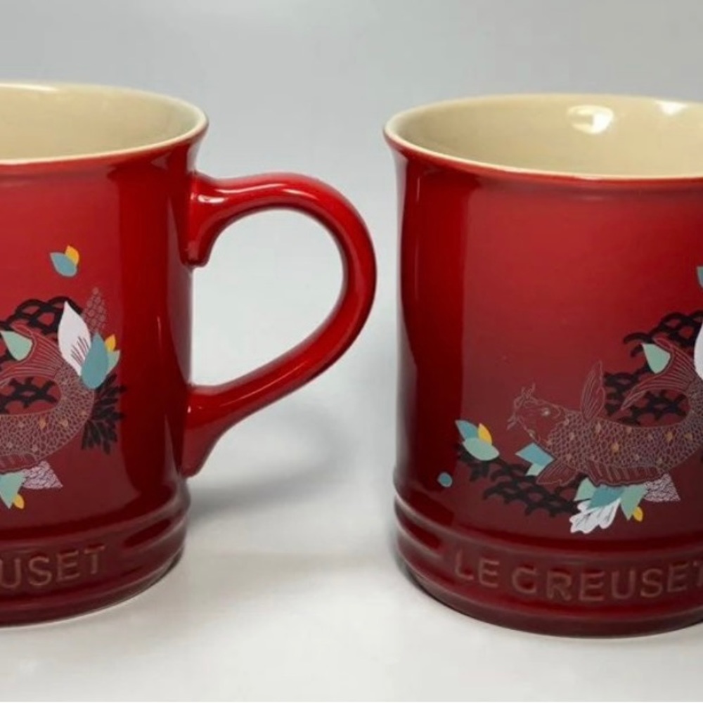 Le Creuset Limited Edition Lotus Coffee Tea Mug Set of 2 New NWT
